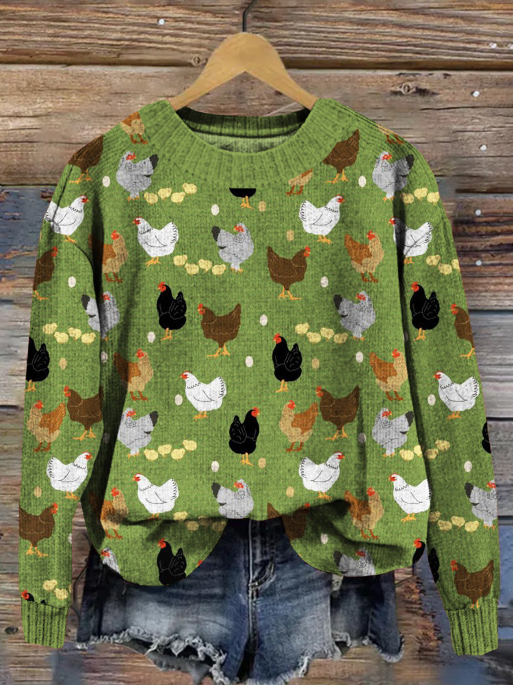 Ethel™ | Pull aux poules joyeuses