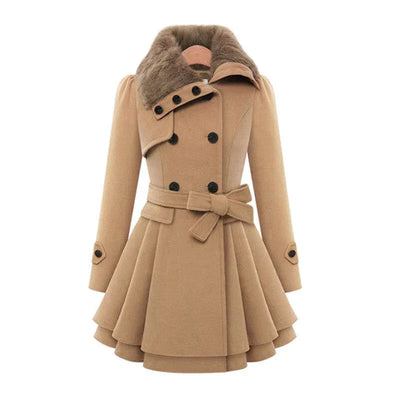 Yena | Trench-coat chic avec fausse fourrure