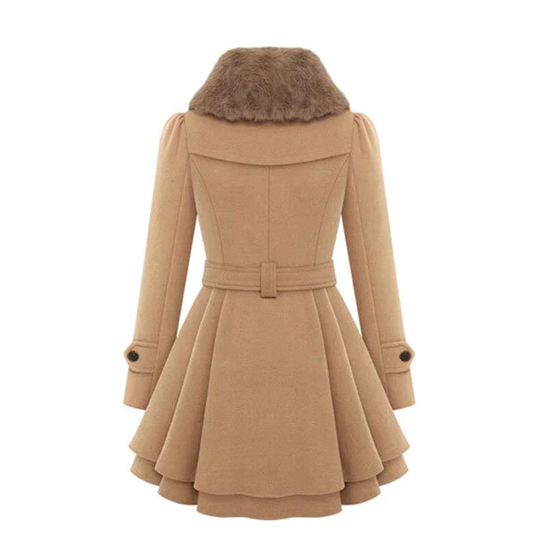 Yena | Trench-coat chic avec fausse fourrure