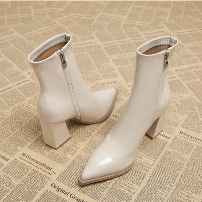 Women Designer Outdoor Fashion Boots New Winter Plus Velvet Pointed Toe Women Heeled Dress Shoes 2024 Autumn Shoes for Women