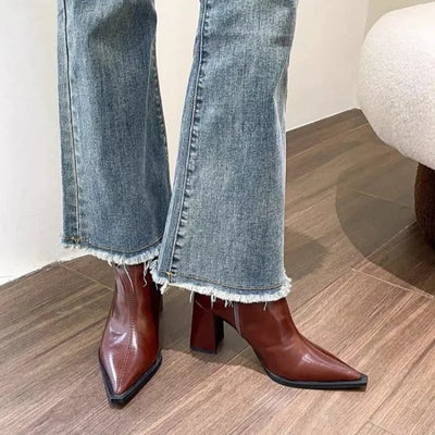 Designer Winter Ankle Boots Fashion Back Zippers Pointed Toe Ladies Elegant Short Plush Short Boots High Heel Women's Footwear