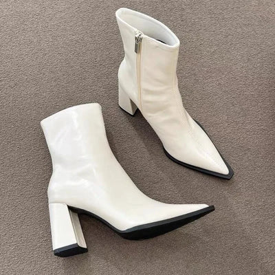 Designer Winter Ankle Boots Fashion Back Zippers Pointed Toe Ladies Elegant Short Plush Short Boots High Heel Women's Footwear