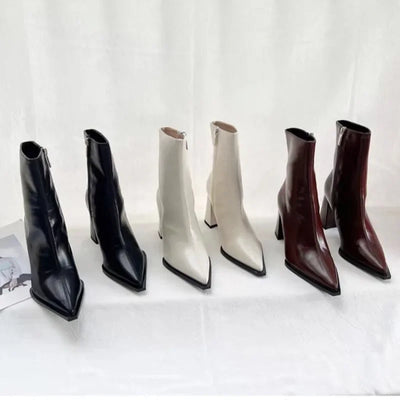 Designer Winter Ankle Boots Fashion Back Zippers Pointed Toe Ladies Elegant Short Plush Short Boots High Heel Women's Footwear