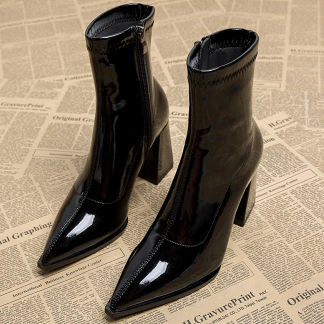 Women Designer Outdoor Fashion Boots New Winter Plus Velvet Pointed Toe Women Heeled Dress Shoes 2024 Autumn Shoes for Women