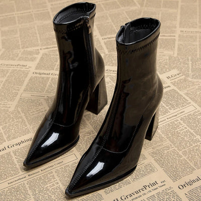 Women Designer Outdoor Fashion Boots New Winter Plus Velvet Pointed Toe Women Heeled Dress Shoes 2024 Autumn Shoes for Women