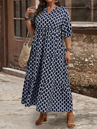 Carmen | Plus size geometric print dress