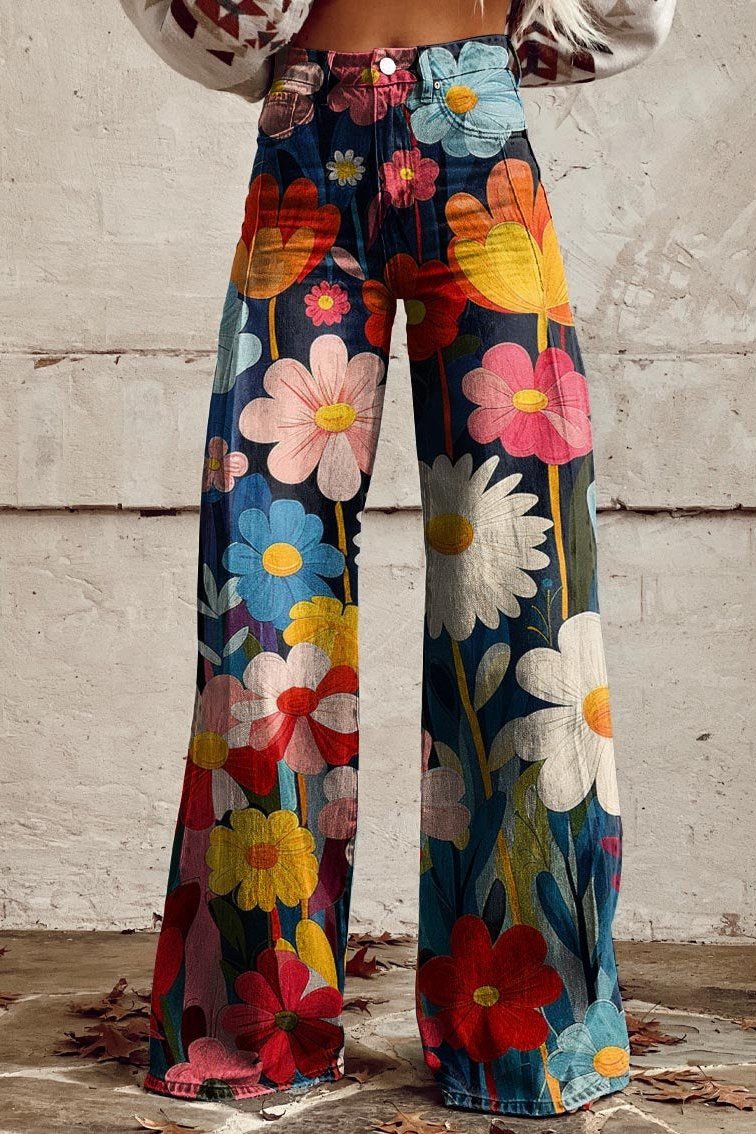 Elisa | Pantalon évasé avec motif floral